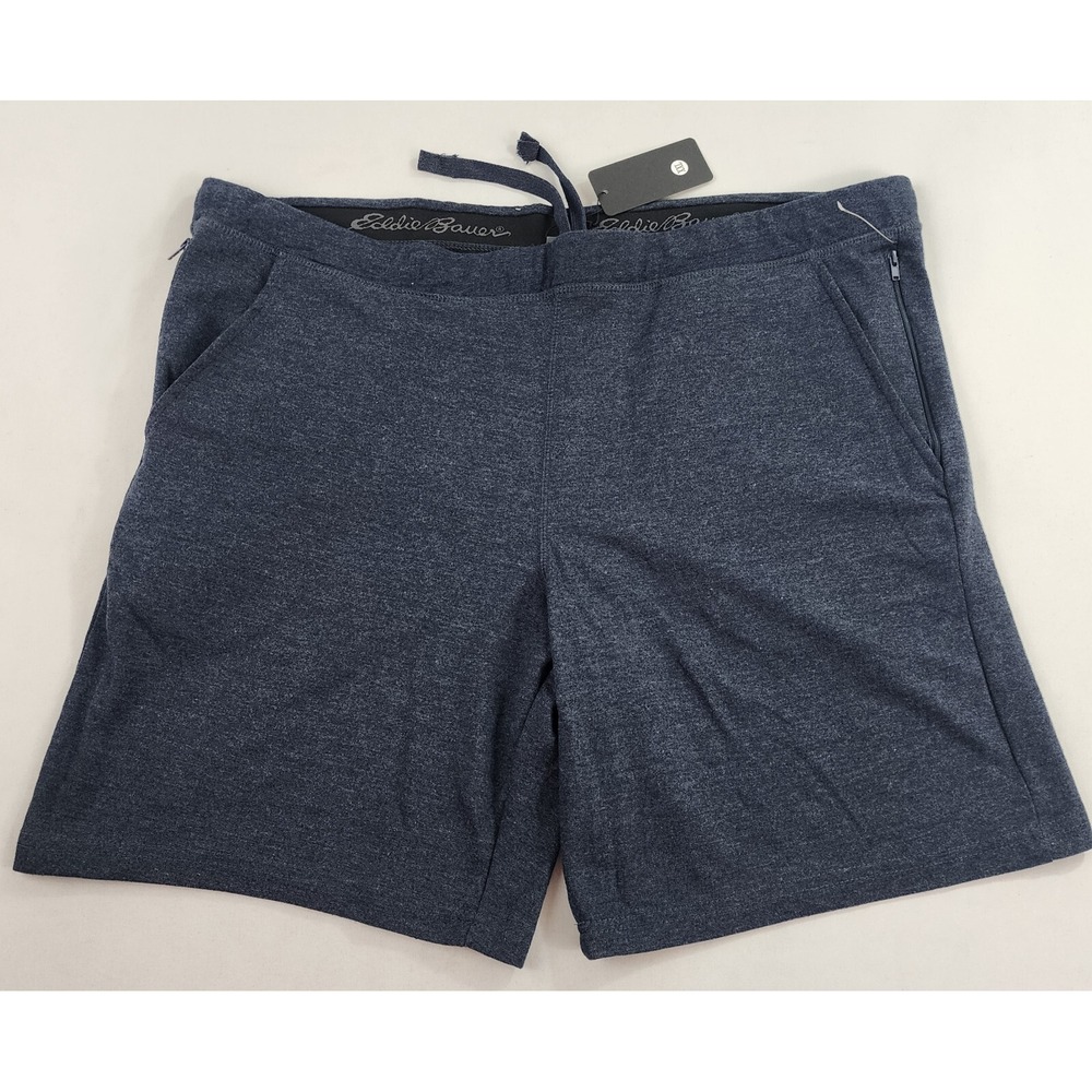 Eddie Bauer lounge shorts sweatshorts mens XXL blue pockets zip drawstring
